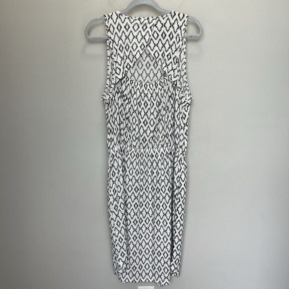 Banana Republic | Knit Column Dress Off White Ikat Midi Open Back Large - Picture 6 of 7